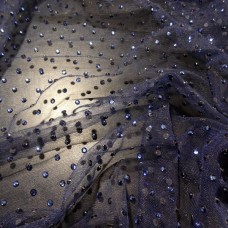 Ткань Сетка с камнями (синий)